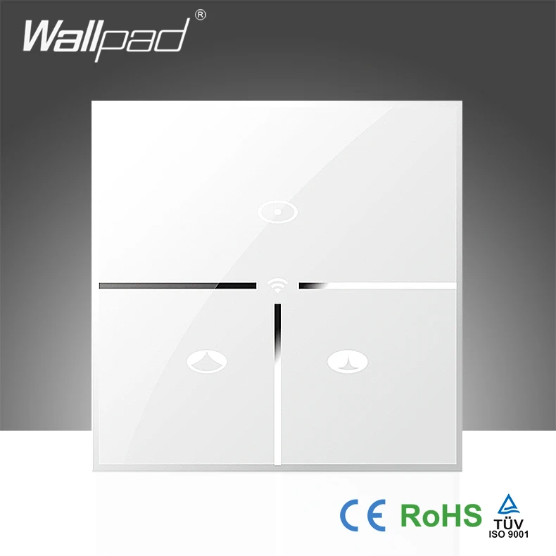 

Hot Sales Wallpad White Glass EU 110~250V 3 Gang Phone Wifi Wireless Remote Control Window Curtain Switch,Free Shipping