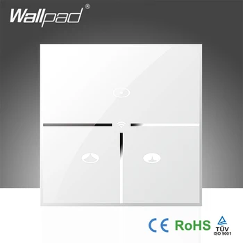 

Hot Sales Wallpad White Glass EU 110~250V 3 Gang Phone Wifi Wireless Remote Control Window Curtain Switch,Free Shipping