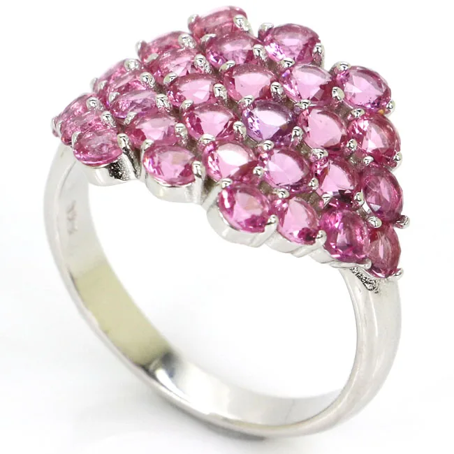 

8.0# SheType 3.6g Pink Tourmaline Gift For Girls Guarantee Real 925 Solid Sterling Silver Rings 22x15mm