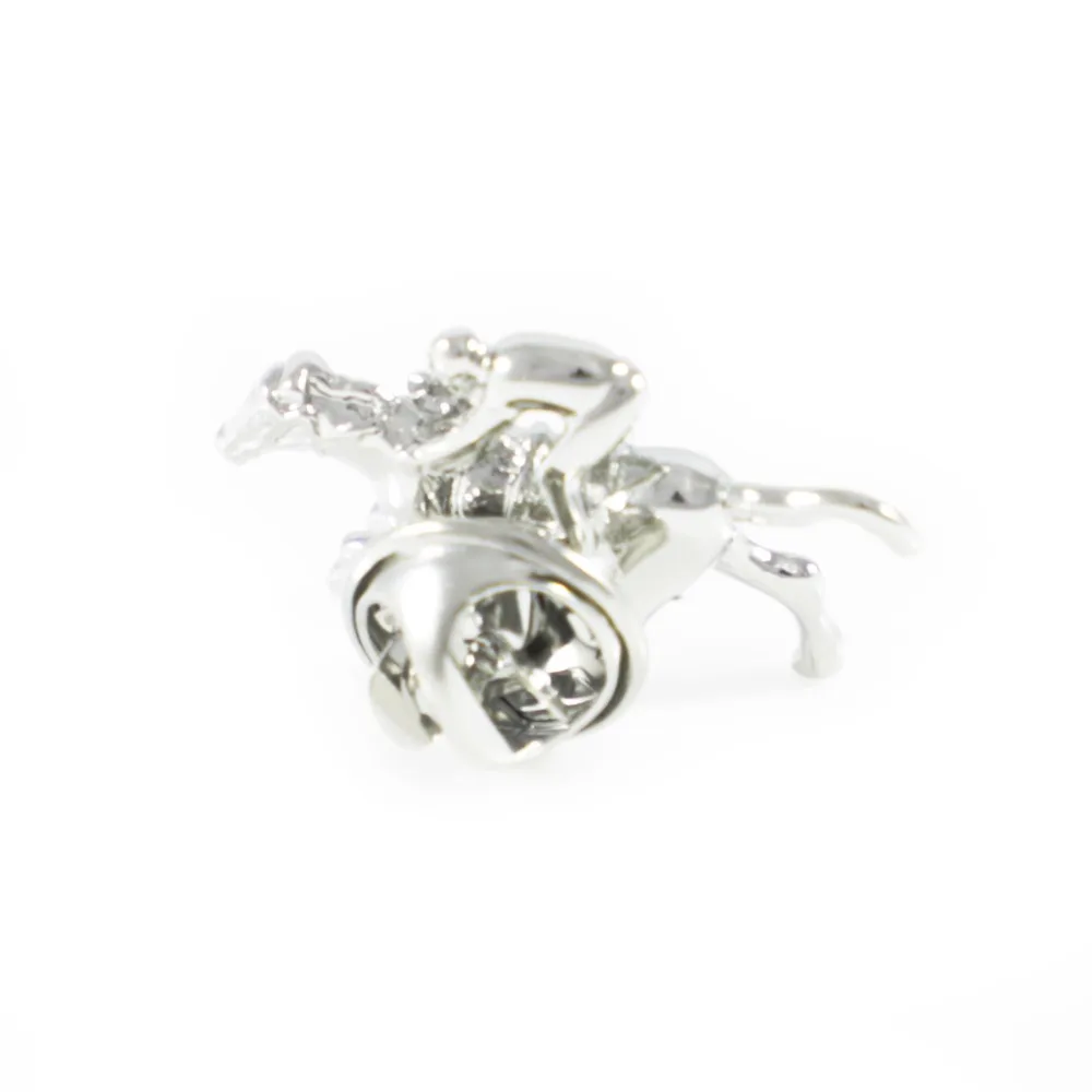 Jockey Lapel Pin Silver Tone Racing Horse Sports Suit Pin Holiday Gifts Pins Birthday Gift Lapel Pins