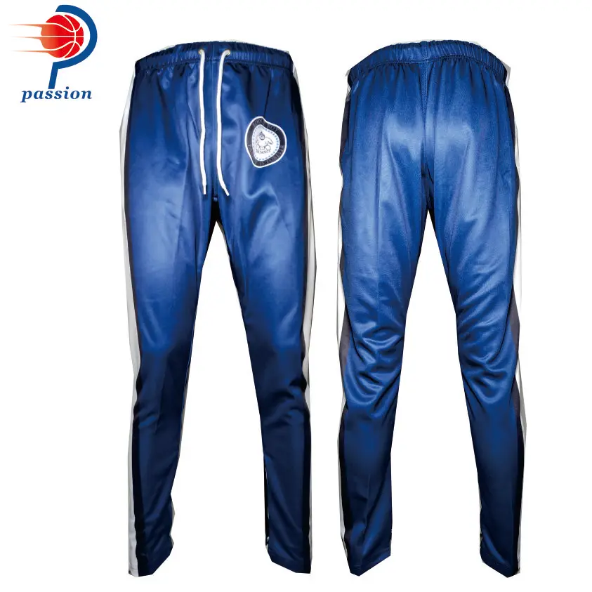 

Blue White Warm-up Sport Tracksuit Pants Pants With Side Pockets and Waist strings