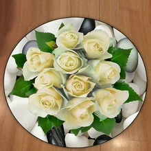 Else белый галька камень на желтые розы цветы 3d узор принт противоскользящие сзади круглые ковры области ковры для гостиных ванная комната