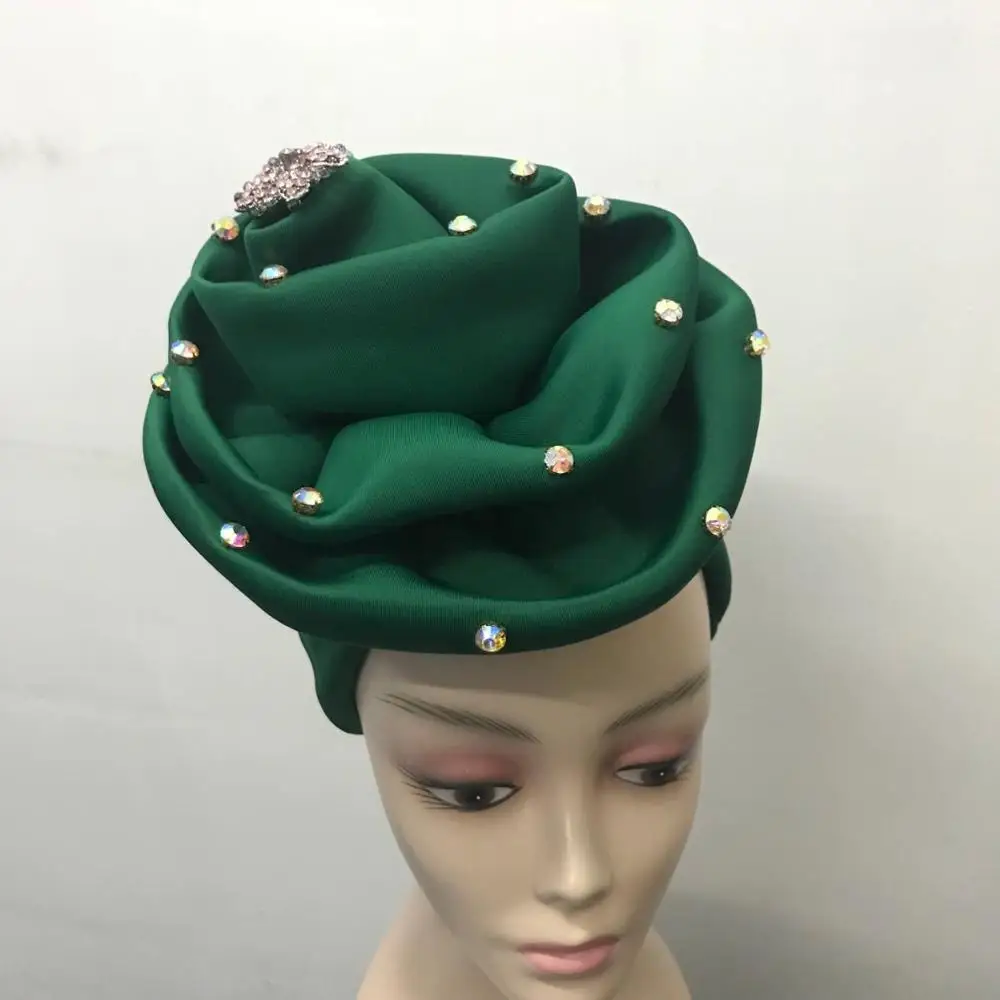 Желтый Цвет уже сделал Aso Ebi Стиль Нигерия Авто Headtie Кепки с камнями и брошь для Женское вечернее платье 30 - Цвет: 4