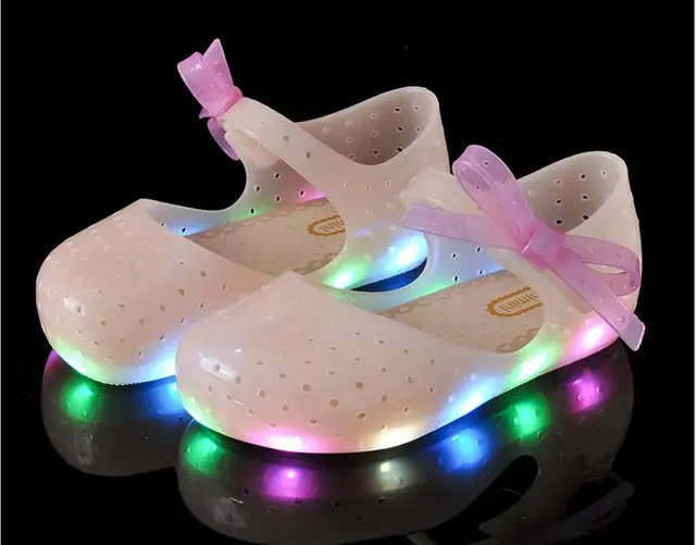 Acgicea Girls LED Light Up Shoes Jelly Bowknot Toddler Sandals Kids in