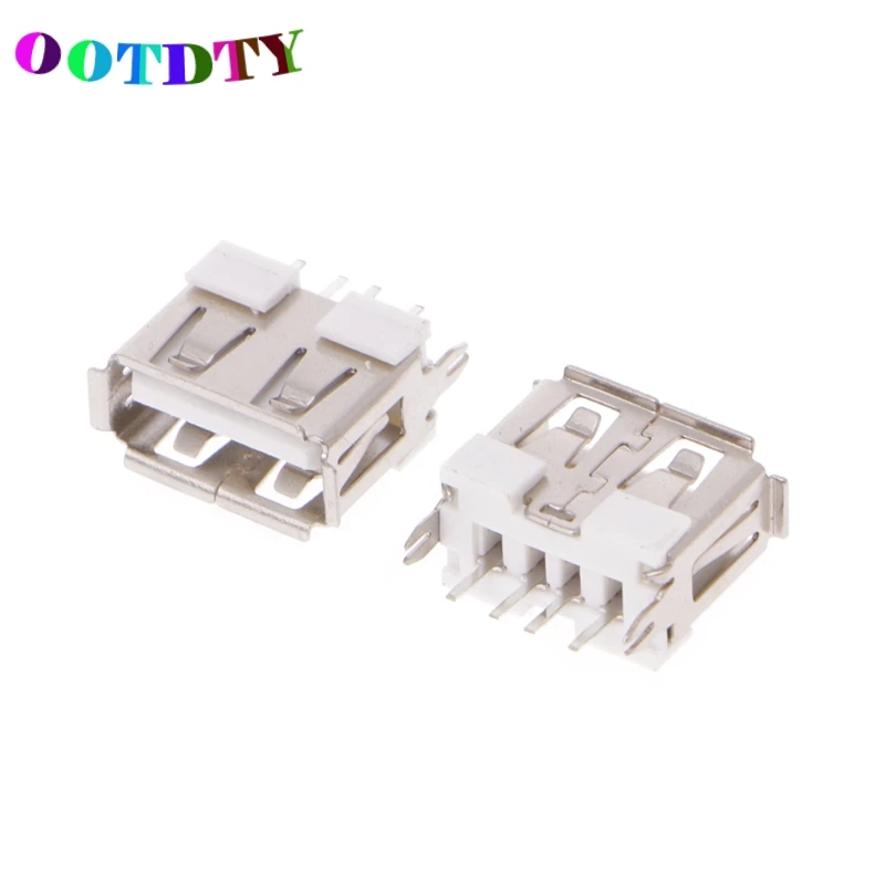 

OOTDTY 50Pcs/set USB 2.0 Female Type A Port 4 Pin DIP 180 Degree Jack Socket Connector Drop Shipping Support