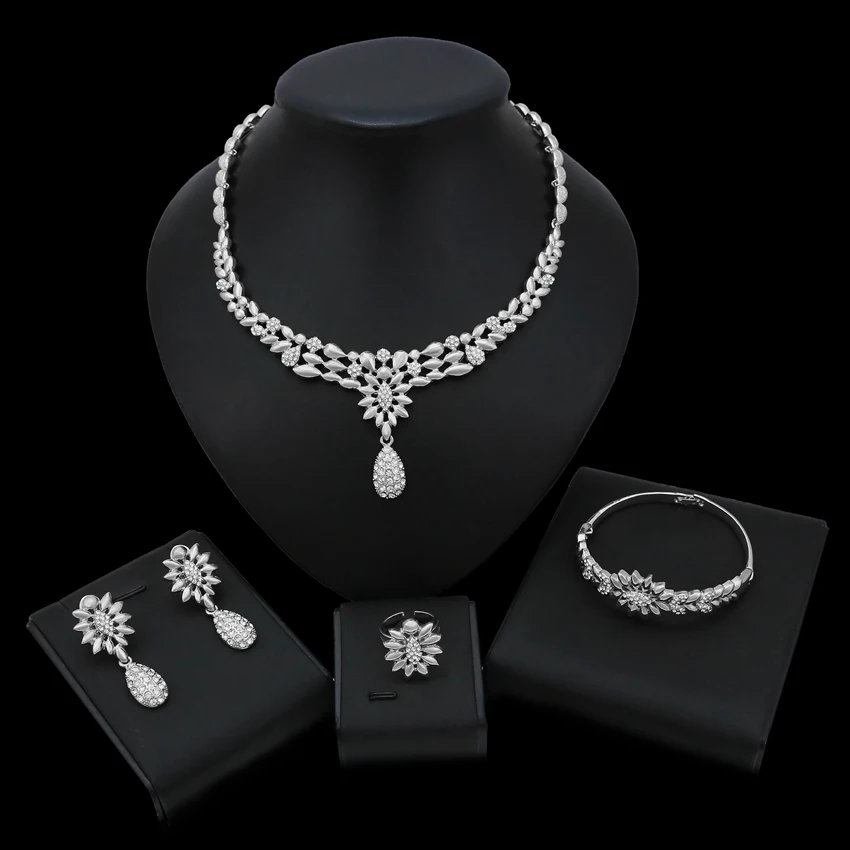 

Silver Bridal Wedding Sets Black Jewelry Set 18 k Yellow Gold Bridal Sets