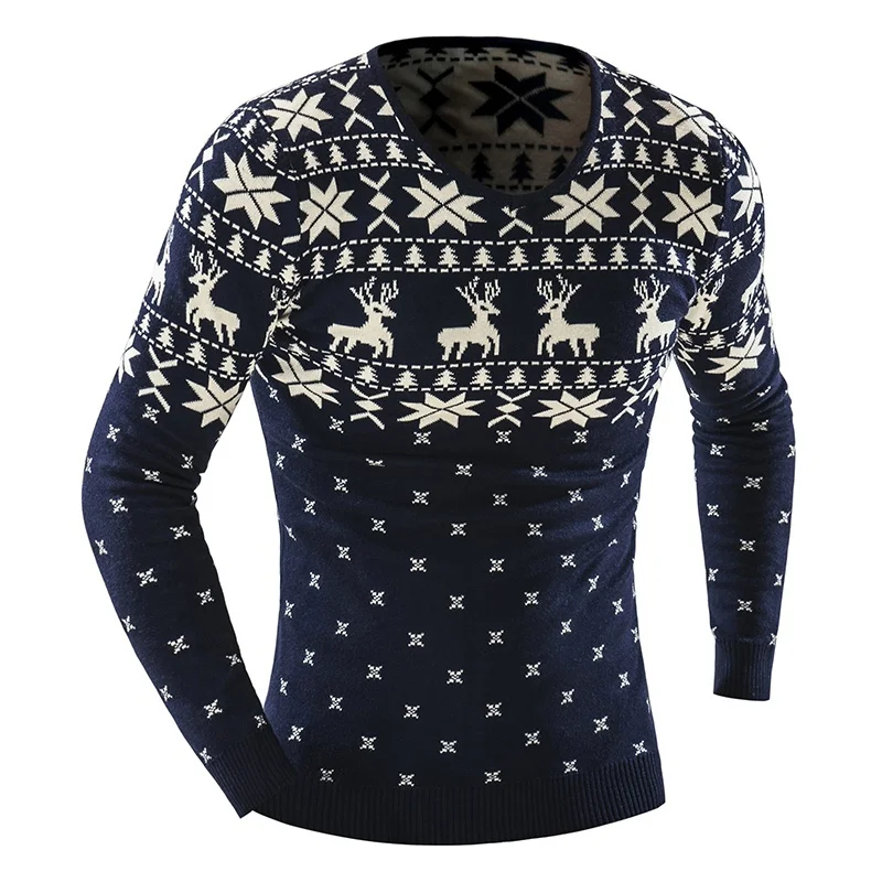 

geek new men's sweater add wool deer printing pullover
