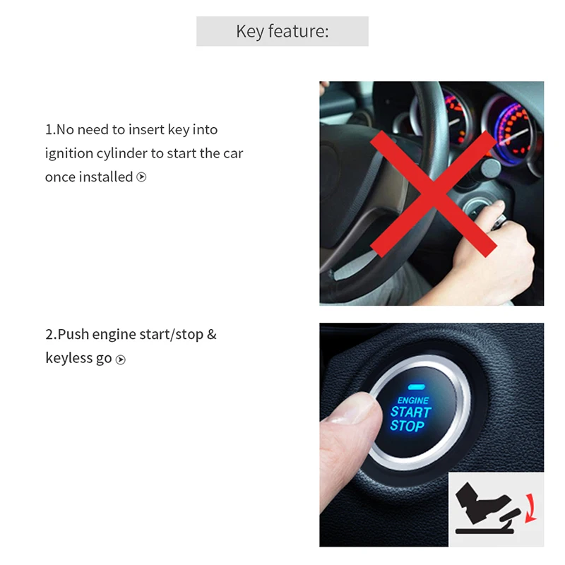 Универсальный RFID Автомобильная сигнализация с дистанционным управлением запуска двигателя, кнопка старт/стоп, работа с оригинальным автосигнализации