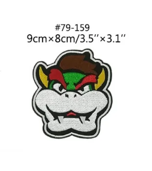 

3" Bowser Face Super Mario Brother Game Embroidered iron on patches for clothing Cartoon Cute badge applique cosplay costume diy