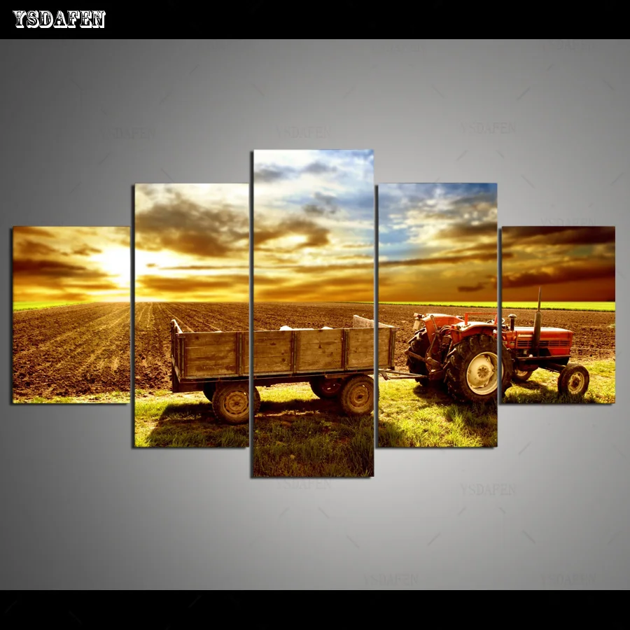 Wall Art Canvas Painting 5 Piece Agriculture, Horticulture and Tractors