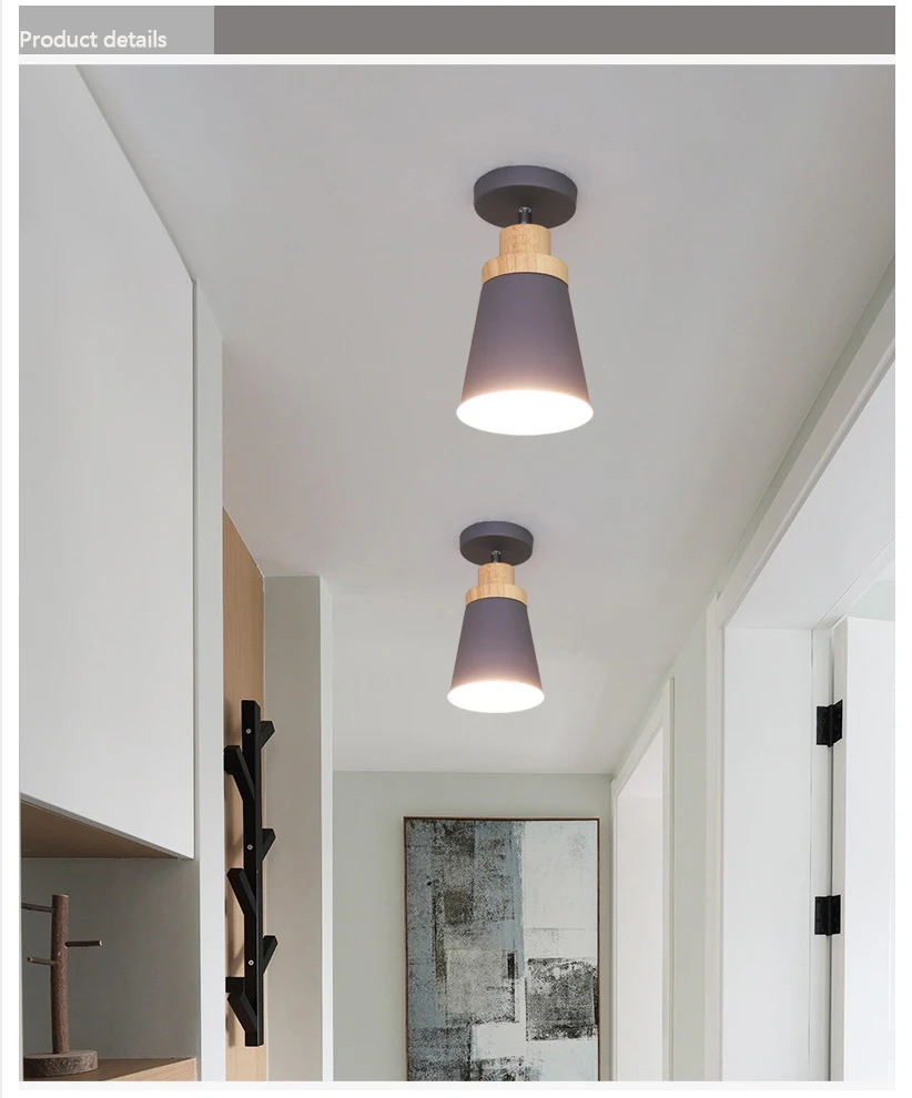 Conduziu a Luz de Teto de Madeira Lâmpadas para Corredor Moderno Nordic Luminair Ferro Metal Corredor Madeira Cinza Branco Luminária Barra 5 corredor corredor madeira cinza branco luminária barra