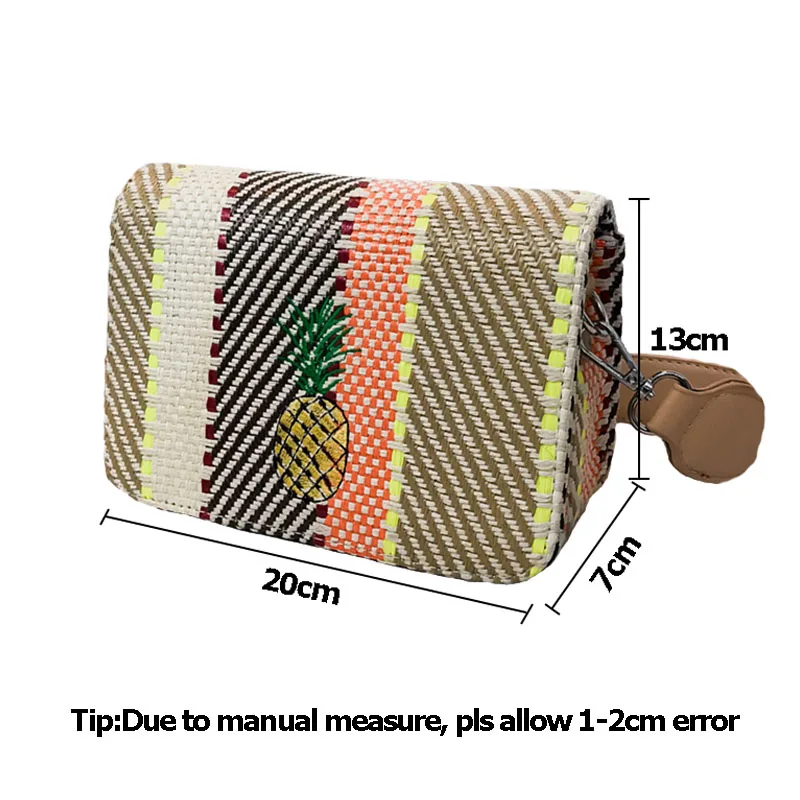 Summer New Women Handbag Fashion Female Rattan Straw Bags Lady Knit Pineapple Crossbody INS Popular Travel Messenger Bag SS3121 (8)