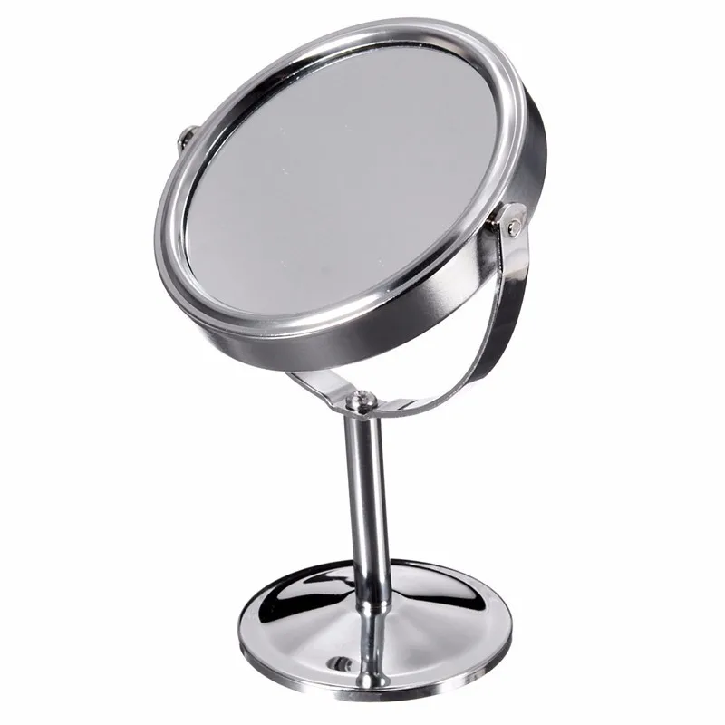 

New 6" Double Sided Magnifying Mirror 2x Small Round Stainless Steel Mirror Desktop Table Cosmetic Circle Shaving Make Up Mirror