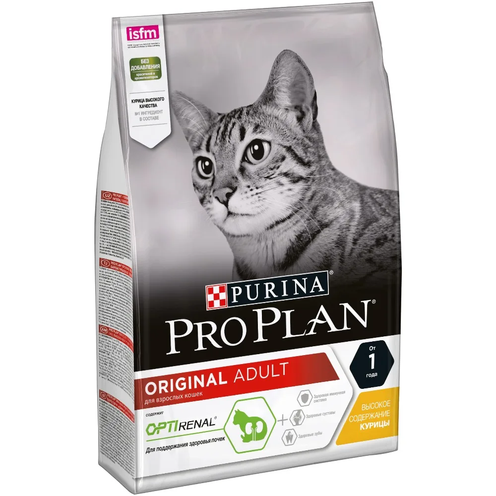 Сухой корм Purina Pro Plan для взрослых кошек от 1 года, с курицей, 4 упаковки по 3 кг