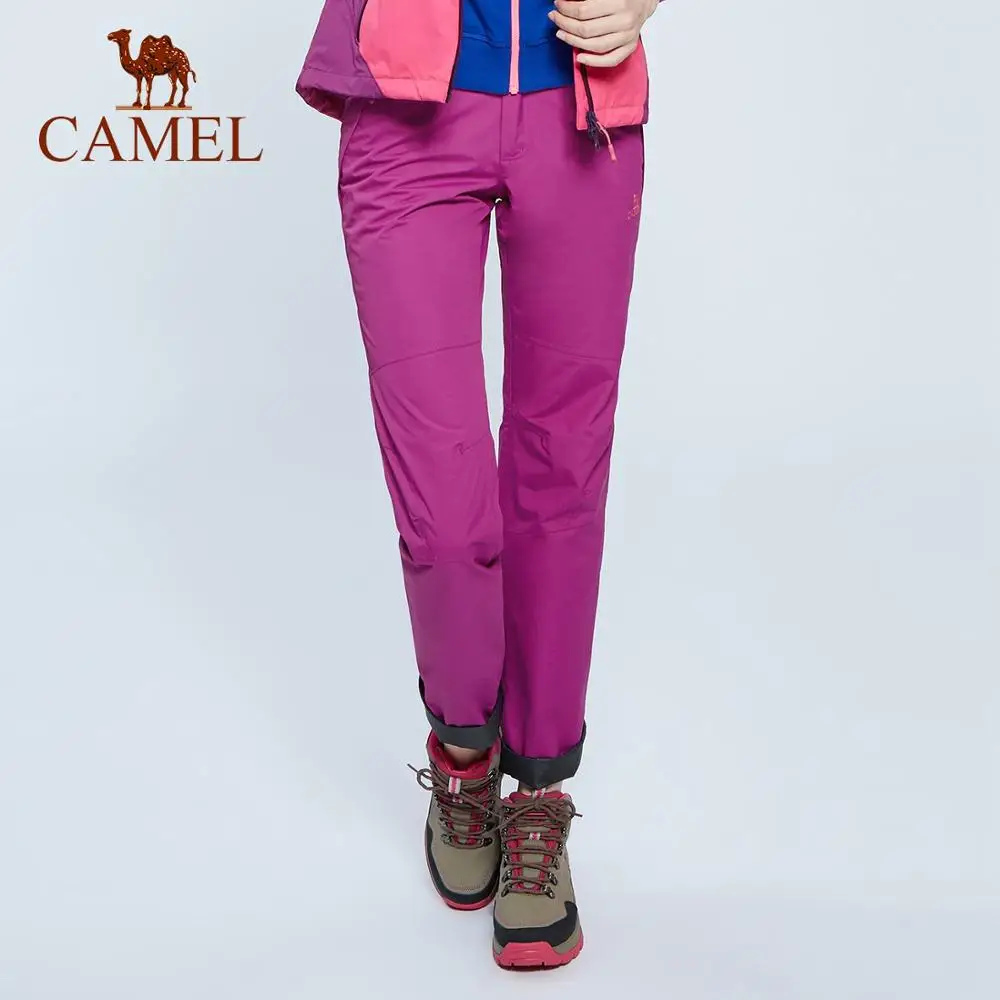 CAMEL мужские и женские походные брюки, уличные флисовые брюки, водонепроницаемые ветрозащитные тепловые спортивные тактические треккинговые брюки - Цвет: Female-Rose