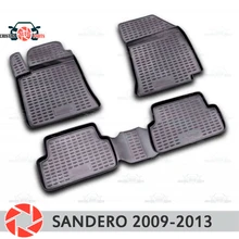 Коврики для Renault Sandero 2009-2013, Нескользящие полиуретановые грязеотталкивающие аксессуары для салона автомобиля