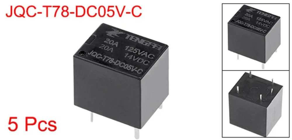 5 Pcs JQC-T78-DC05V-C 5V Bobine SPDT Relais puissance /électromagn/étique circuit 5broche