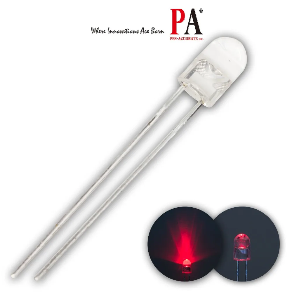 

PA LED 50pcs x 5.0mm DIP Flangless LED Lamp Red 120mcd