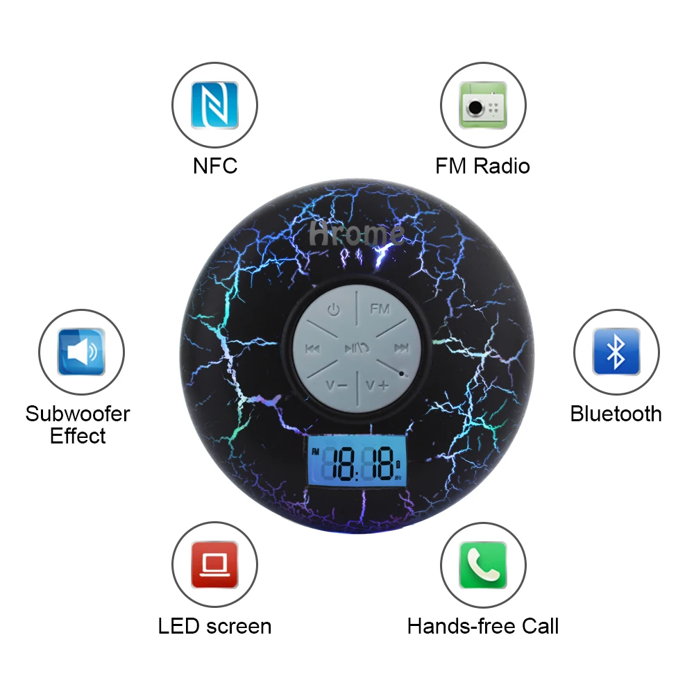 Bluetooth Колонка для душа водонепроницаемая IPX7 с ЖК дисплеем FM радио NFC аккумулятор
