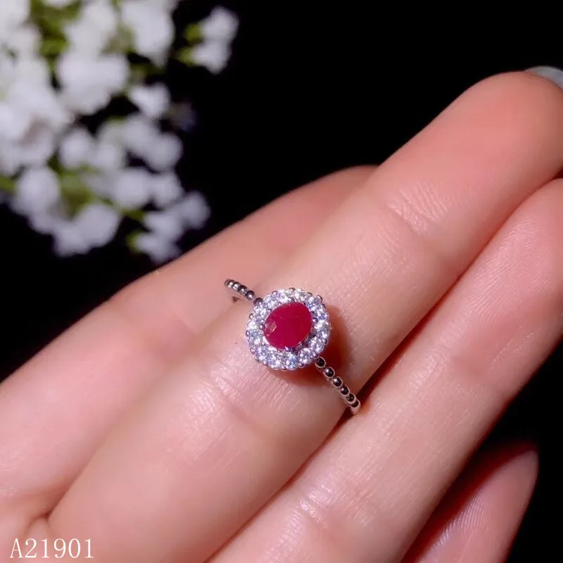 

KJJEAXCMY boutique jewelry 925 sterling silver inlaid natural ruby lady ring support detection