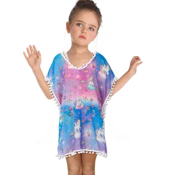 Girls Chiffon Unicorn Cover-up Beach Swimsuit