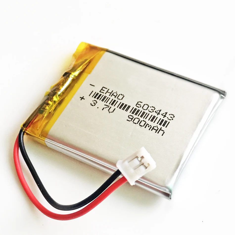 

5 pcs 603443 JST PH 2.0mm 2pin 900mAh lipo polymer lithium rechargeable battery 3.7V for MP3 GPS navigator DVD recorder camera