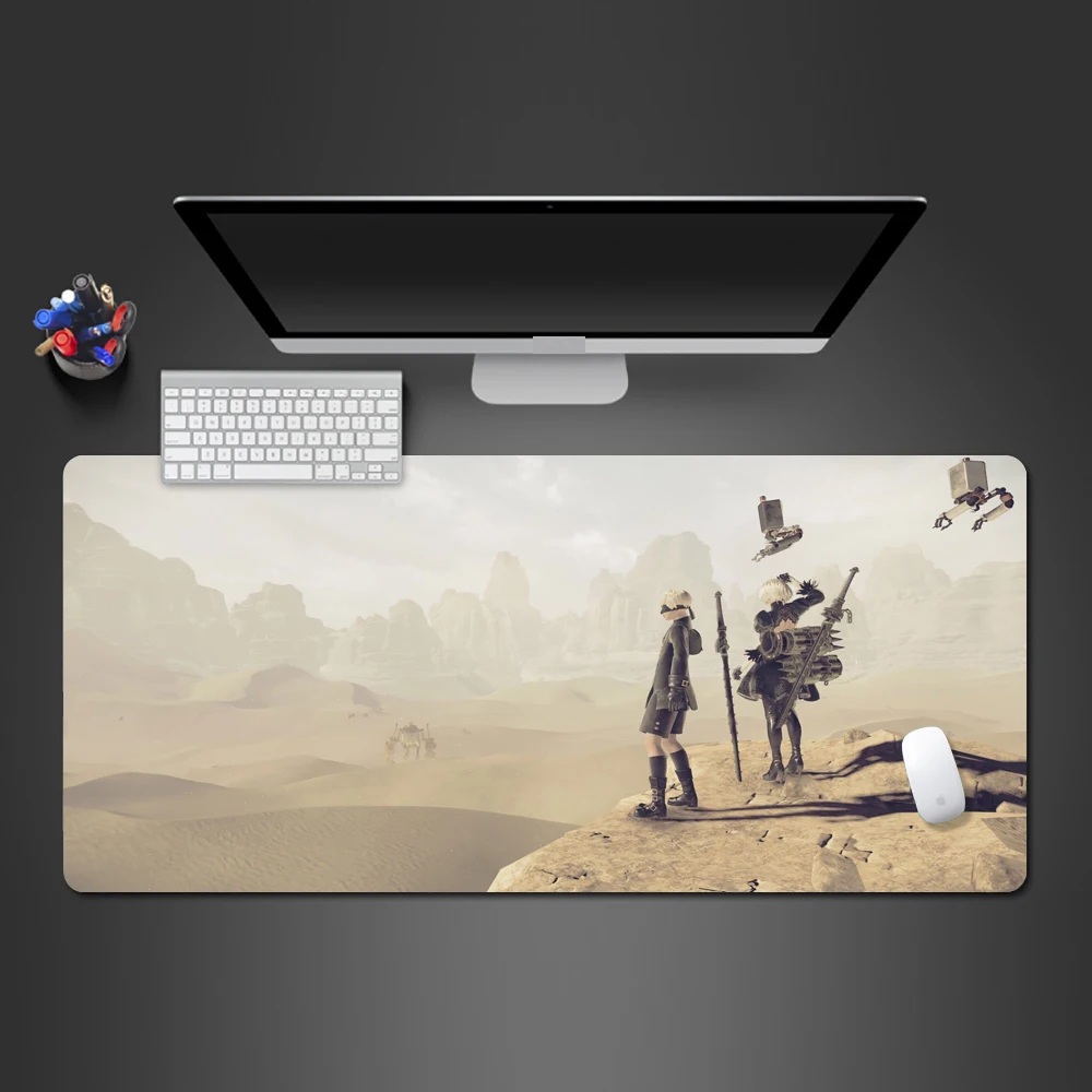 

Cool Nier Game Mouse Pad Professional Gamer Computer XL Mousepad Wot Rubber Washable Big Desk Mat To Gamer Best Christmas Gift