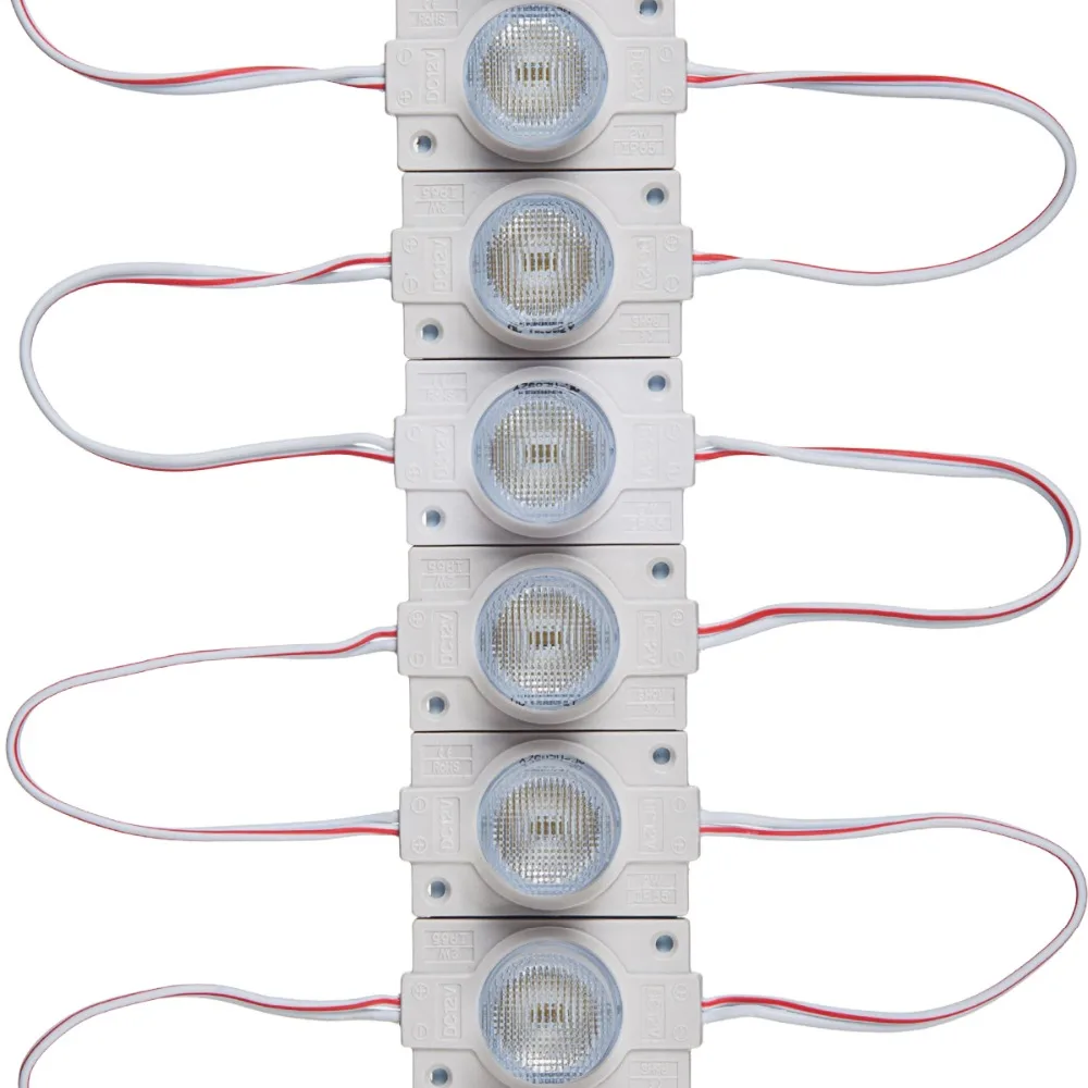 

20PCS/lot 2.0 W LED Modules with Lens for Light Box Cool White 6500K CRI 80 DC12V 160-200LM Waterproof IP65 with Tape Adhesive
