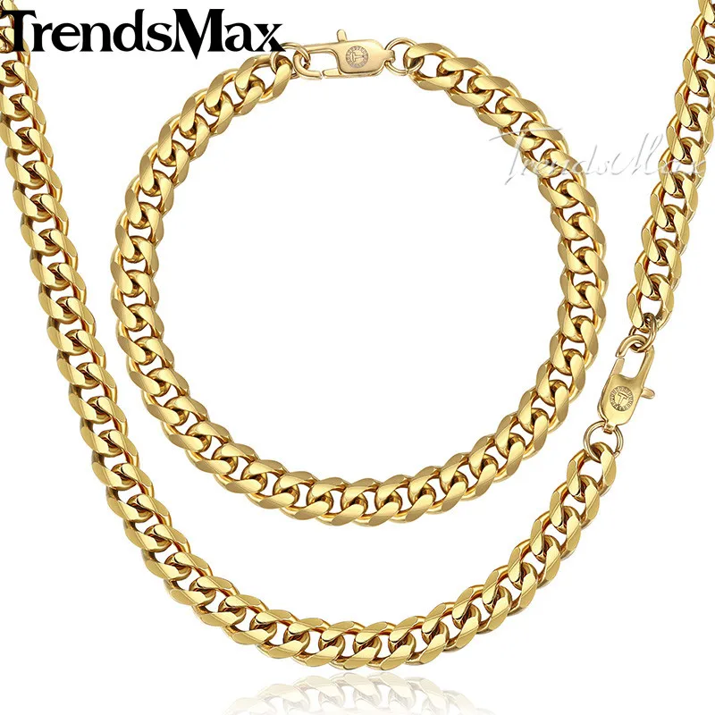 Комплект ювелирных изделий Trendsmax KKSM01 для мужчин ожерелье из нержавеющей стали с