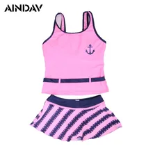 От 7 до 15 лет, для больших девочек Двойка танкини Детские купальники для девочек Купальники розовый полосатый купальный ванный комплект спортивная одежда
