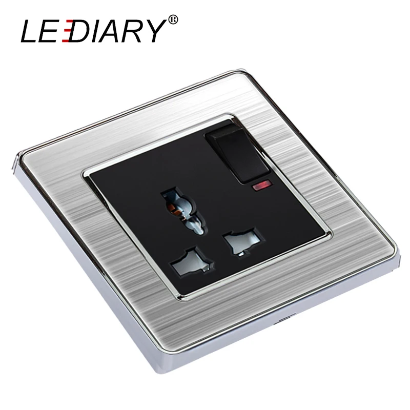 

LEDIARY Standard US/EU/UK Wall Socket with Switch Socket 13A 110V-250V 3-Pin Socket 3-hole/6-hole Panel Socket for Home/Office