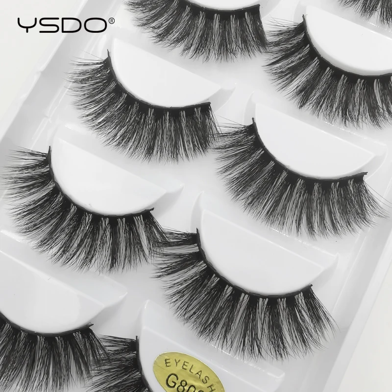 

New 5 Pairs 3D Mink Natural Thick Hair False EyeLashes Long Messy Fake Eye Lashes Cilios Extension Makeupmaquiagem EyeLash G800