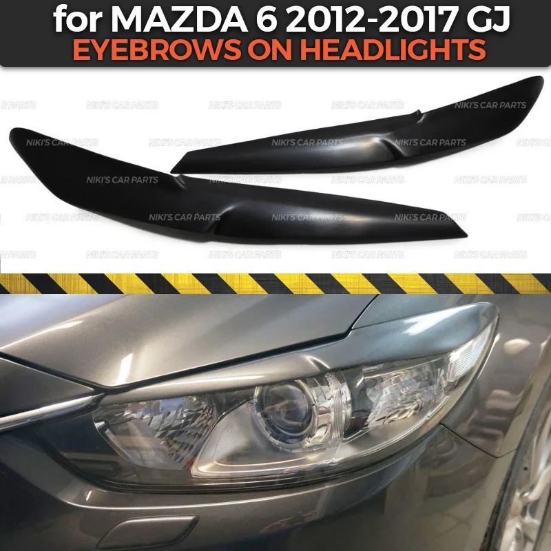 

Eyebrows on headlights case for Mazda 6 GJ 2012-2017 ABS plastic cilia eyelash molding decoration car styling tuning