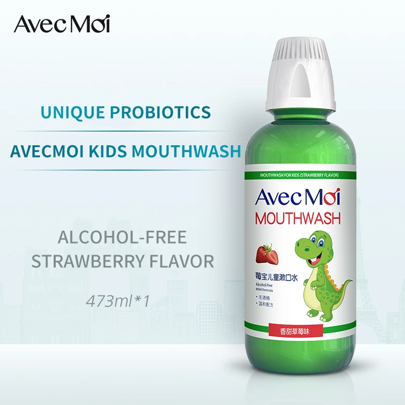 

Avec Moi Strawberry Kids Mouthwash, Mild Alcohol-free Formula, Probiotics Antibacterial Mouthwash, Keep Kids Mouth Healthy