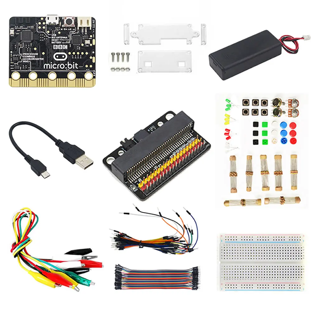 BBC Micro: bit Go Starter Kit чехол макетная плата расширения USB кабель для обучения программированию детей - Комплект: Комплект 2