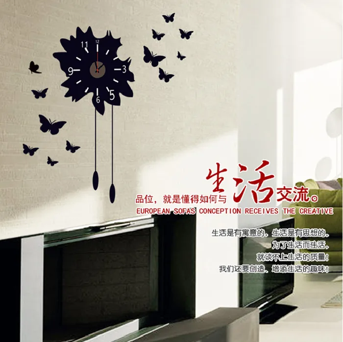 3D Clock Needle Kitchen Wall Sticker Cartoon Owl Apple Design Watch Home Decoration Wall Decals Wallpaper For Bedroom Poster