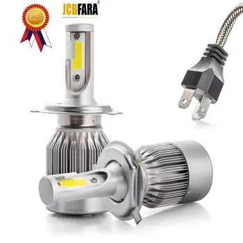

2Pcs LED 4300K C6 H4 H7 H1 COB LED Headlight Bulbs H11 H13 12V 9005 9006 H3 9004 9007 9012 72W 8000LM Car LED lamp
