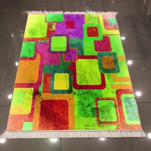 Зеленый, коричневый, оранжевый, желтый кубики коробки Vintage 3d шаблон печати противоскользящие обратно моющиеся декоративные килим области ковер