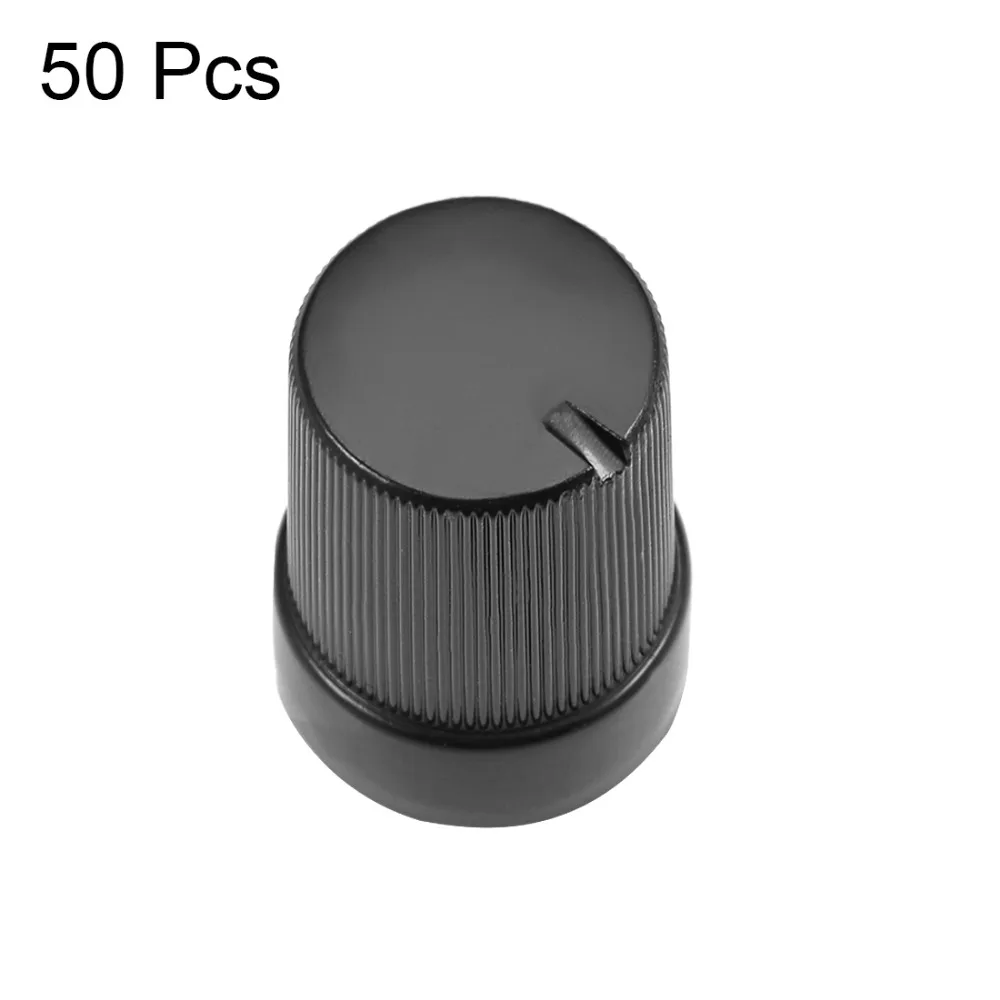 

UXCELL 50Pcs 6mm Insert Shaft 10x14mm Plastic Potentiometer Rotary Grip Pots Black For Connect The Rotary Potentiometer
