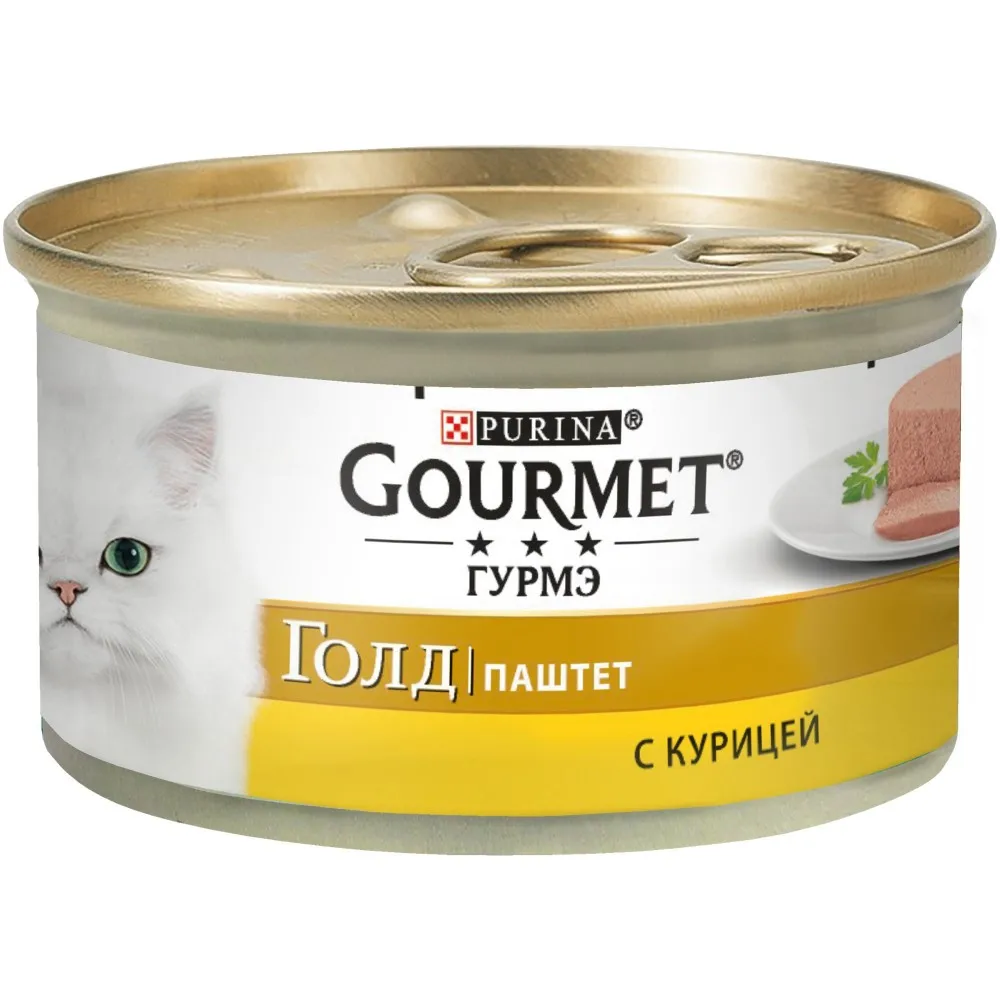 Влажный корм Gourmet® Гурмэ Голд Паштет для кошек с курицей, Банка, 12х85 г