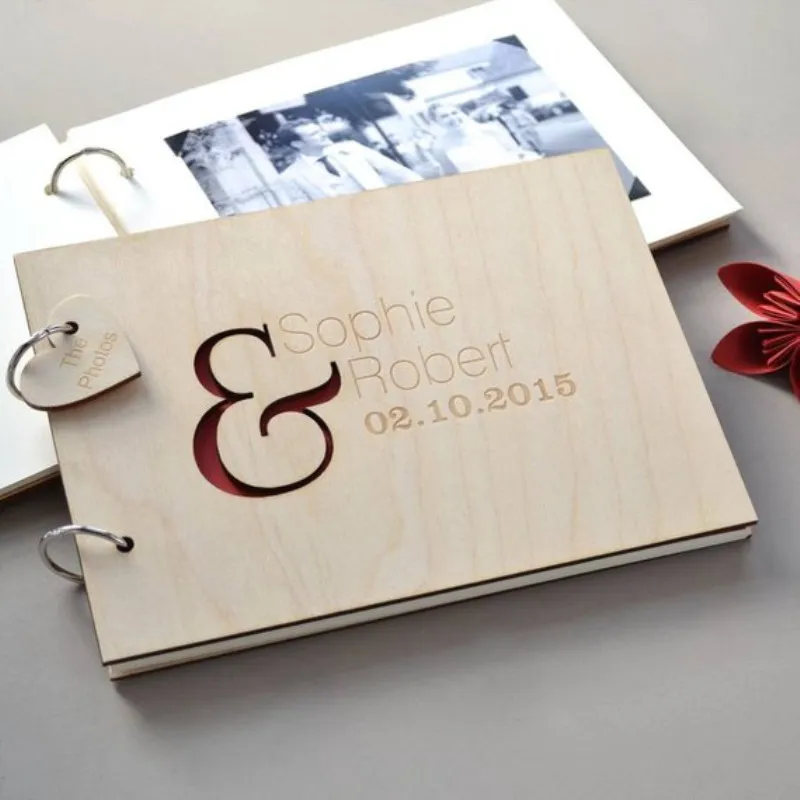 

Personalized Ampersand Wedding Guest Book Alternatives-Rustic Wedding Guest Book-Custom Wooden Guest Book-Gift for Couples