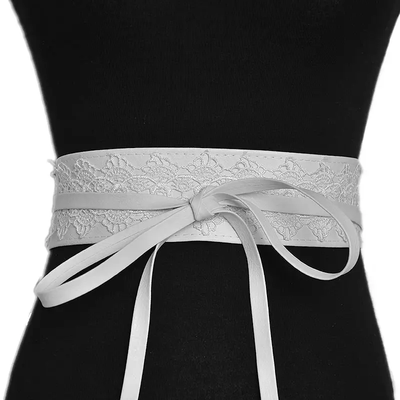 Элегантные кружевные черные ремни для женщин, роскошный брендовый дизайнерский пояс для женщин, женский пояс для свадебного платья, сексуальные пояса - Цвет: White