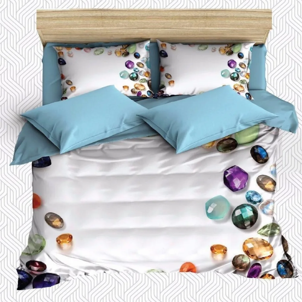 Autre 6 pièces bleu Foor violet jaune diamant bijoux impression 3D coton Satin Double housse de cou