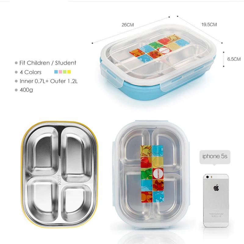 Double Layers Insulation Bento Box Lunch Box for Kids Students Stainless Steel Dinnerware Set Food Container Storage Lunchbox(China (Mainland))