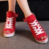 2022 mujer verano cuñas zapatos de lona zapatos Peep Toe transpirable zapatos casuales zapatos de plataforma Casual alta Tops de moda Zapatos más tamaño MA -08 ► Foto 3/6