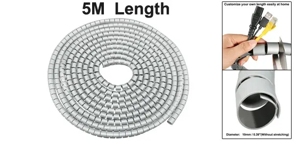 Uxcell Гибкие Изолированные 10 мм/16 мм PE спиральная трубка кабельная проводка рукав хранения протектор обёрточная бумага компьютер Управление