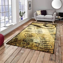 Else желтый коричневый Винтаж нот Музыка 3d принт нескользящие микрофибры Гостиная Декоративные Современные моющиеся области коврик