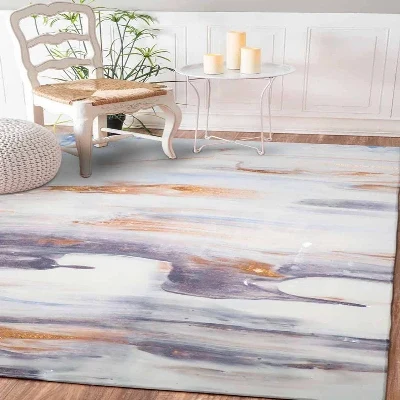 Else белый темно-синий Мраморные линии геометрический 3d принт нескользящие микрофибры гостиной декоративные современные моющиеся области коврик