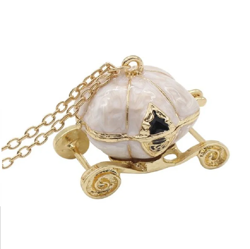 

Hallow Pumpkin Carriage Charm Long Sweater Chain Necklace For Women Fashion Cinderella Carriage Pendants Collar Dropshipping