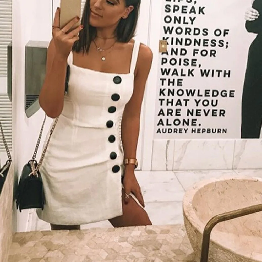 

Womens Dress Lady Beach Summer Sundrss Printed Sleeveless Off Shoulder Button Solid Split Mini Dress Camis Dress